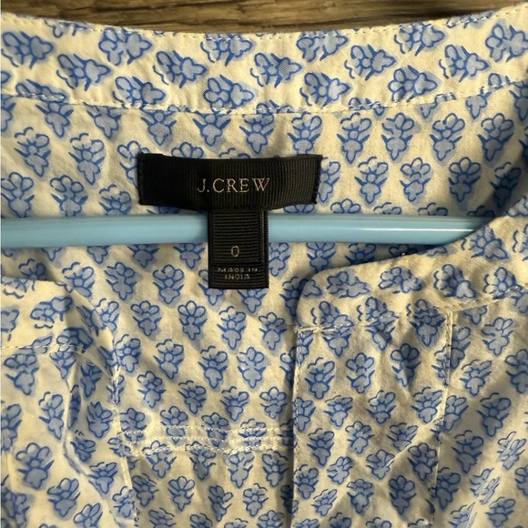 J. Crew Blue Relaxed Mandarin Collar Tunic Blouse - Picture 5 of 5